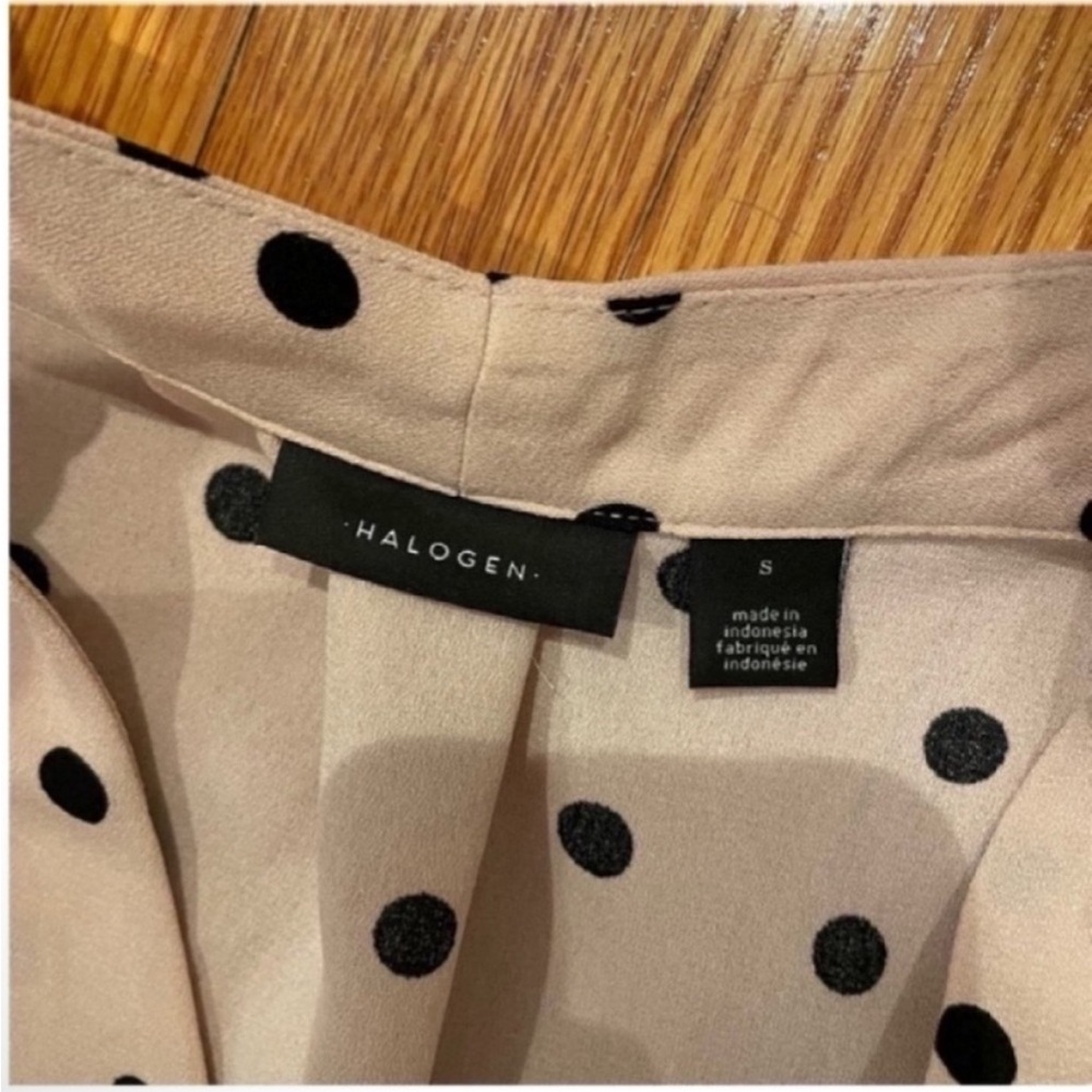 Halogen Beige Polka Dot V-Neck Blouse - Picture 3 of 3